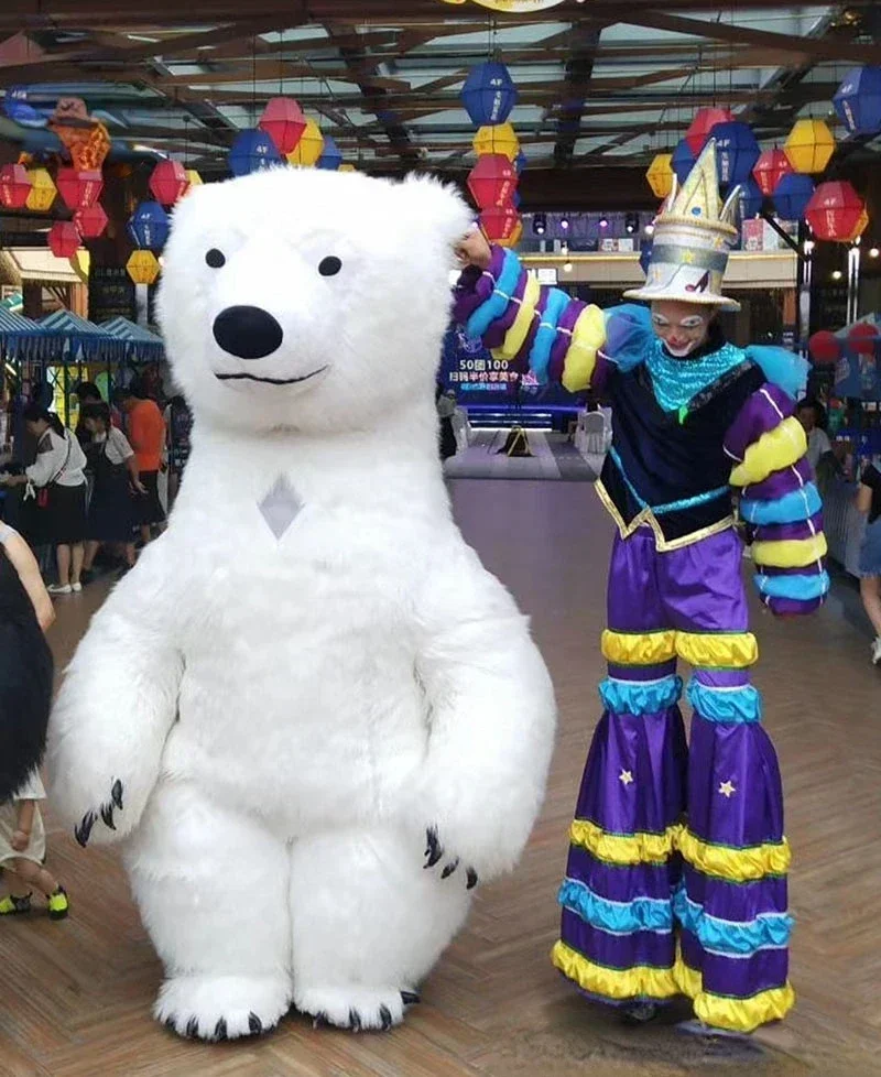 

Big Inflatable Polar Bear Costume Full Body Blow Up Walking Mascot Outfit for Entertainment Fancy Dress No Battery