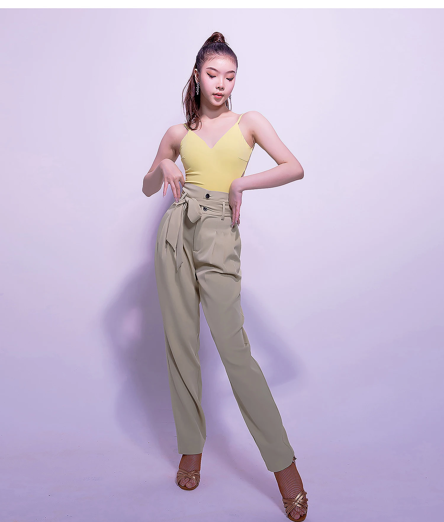 Modern Dance Pants Women High Waist Latin Dance Pants 2023 New Social Dance Wide Leg Dance Pants white pink light green S M L XL