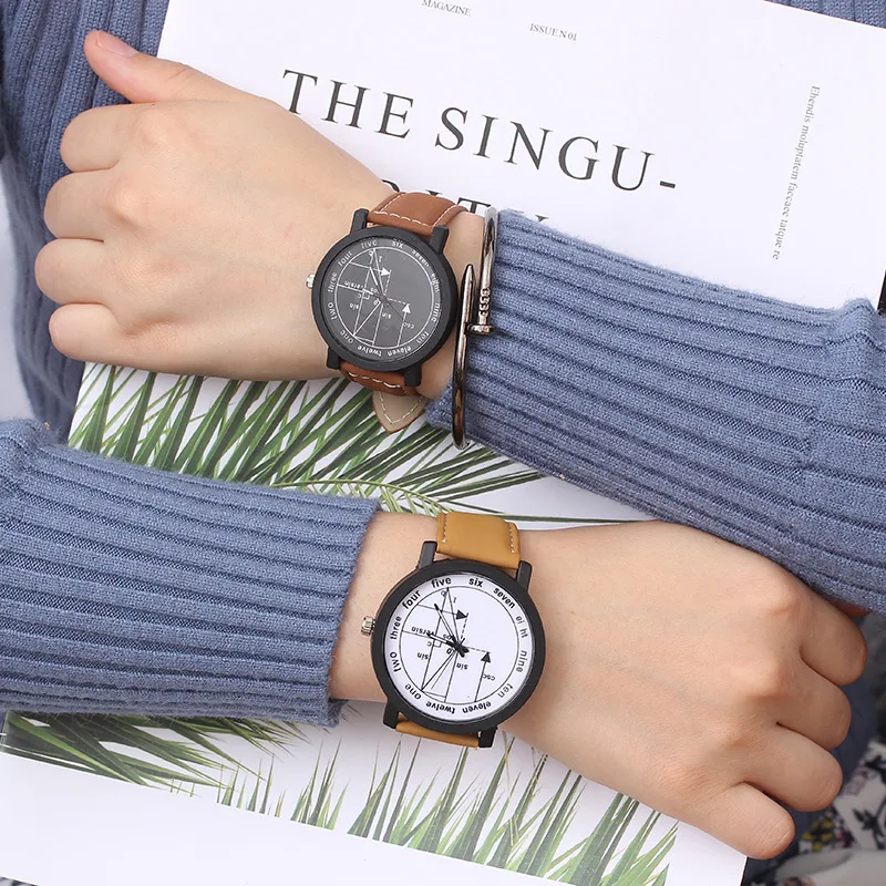 Популярные молодежные популярные часы для мальчиков, индивидуальные корейские модные часы с кожаным ремнем, часы в стиле Mori, часы для учащихся средней школы, английские Di
