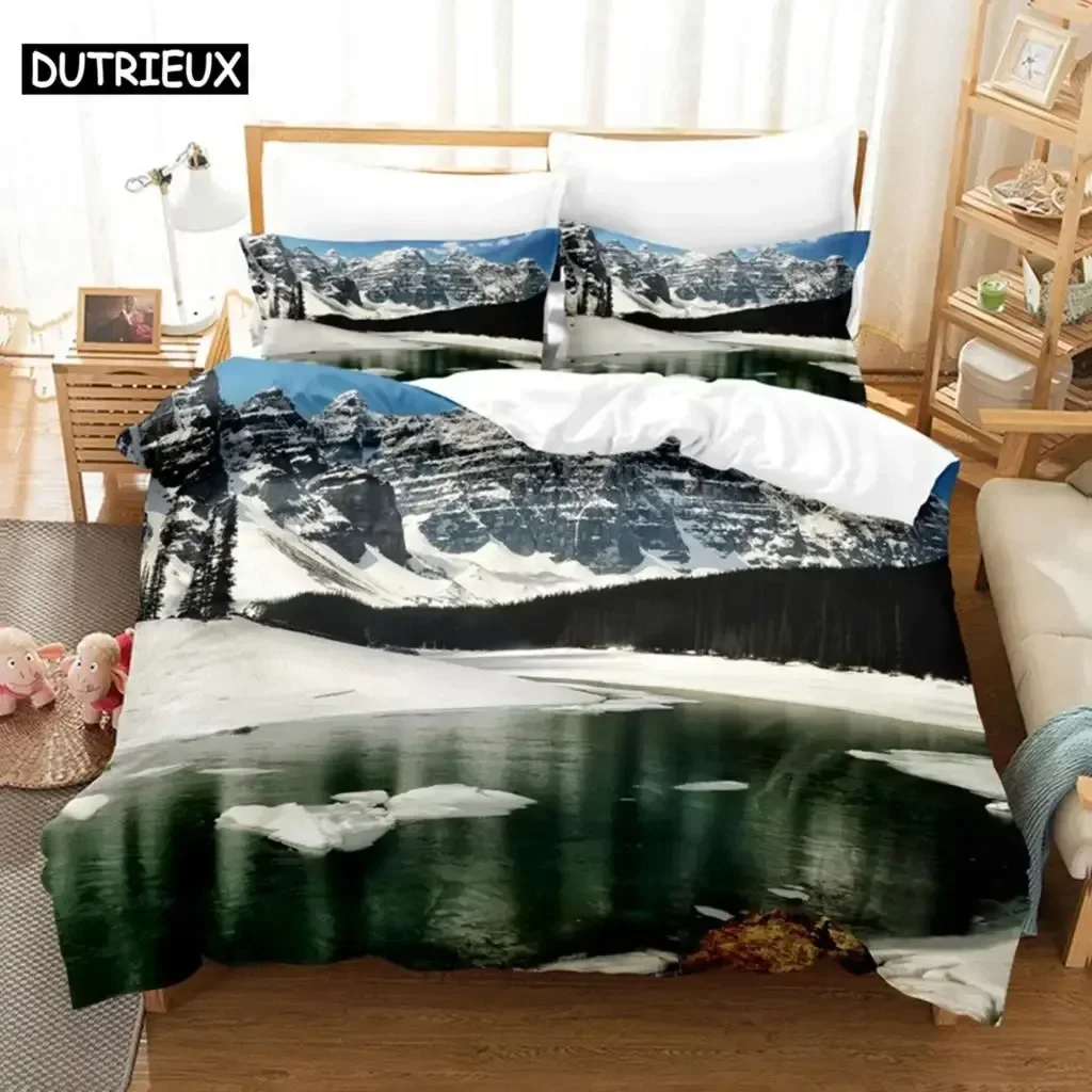 Luxury New 3D Print Snow Scene Hut Comfortable Duvet Quilt Cover Pillowcase Bedding Set Children Bedroom Decoration Home Textile