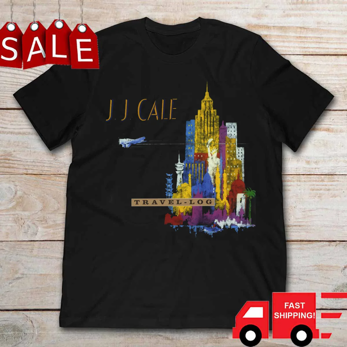 J.J. Cale JJ Cale Travel-Log UK Shirt Classic Black Unisex S-2345XL CC4347