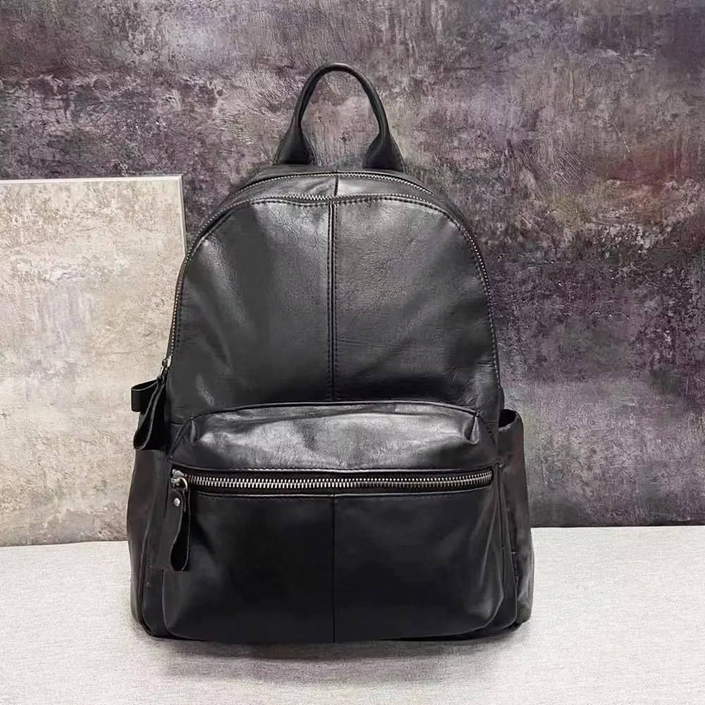 Black Oilwax Cow Leather Backpack Women Casual Ladies Travel Shoulder Bag 2026 New Girls Genuine Leather School Bagpack