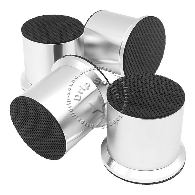 4 قطعة 44 مللي متر مكبر صوت من الألومنيوم وسادة مكبر للصوت قابل للتعديل ارتفاع عزل مقاوم للصدمات قدم حامل # الفضة