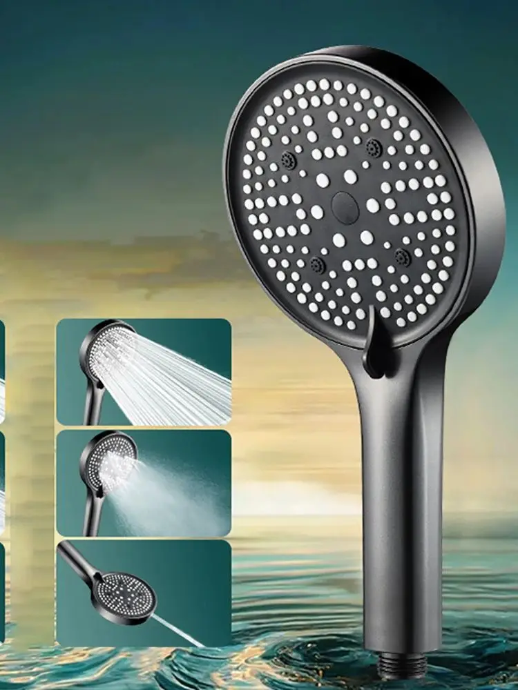 Pommeau de douche haute pression 6 modes de jet réglables avec filtre, économie d'eau, jet pluie, accessoires de salle de bain