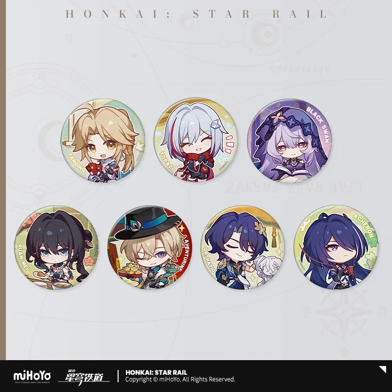 

Honkai: Star Rail Cosplay Official Merchandise Chinese New Year Series Tinplate Badge Topaz Black Swan Aventurine Ratio Acheron