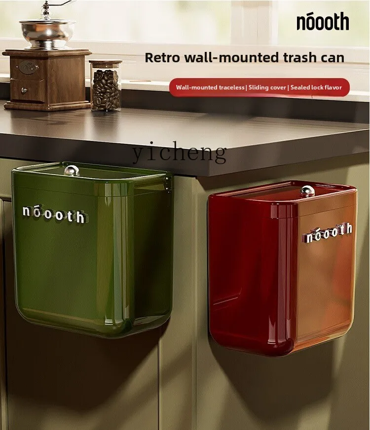 

ZYA Wall-Mounted Household Kitchen Special No-Bend Toilet Trash Can Large Kitchen Waste Storage Bin