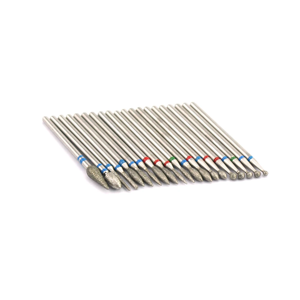 20 soorten diamant nagel boor roterende bits frees voor manicure braam nagelriem schone elektrische cutter boren accessoires