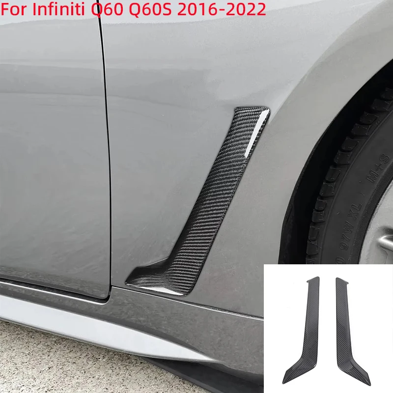 Front Side Fender Ventilation Mask Decoration for Infiniti Q60 Q60S 2016-2022 Real Carbon Fiber Wheels Bumper Air Intake Spoiler