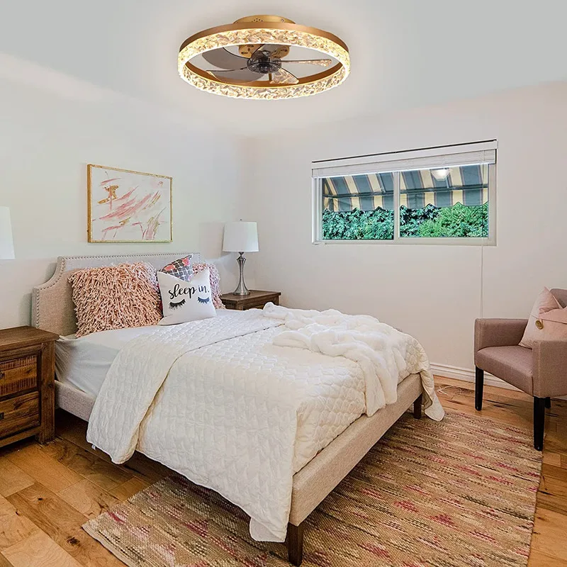 New Design Ceiling Fan With Light Silent Control Invisible Fan Chandelier For Bedroom Living Room Decorative Rc Ceiling Fan Lamp