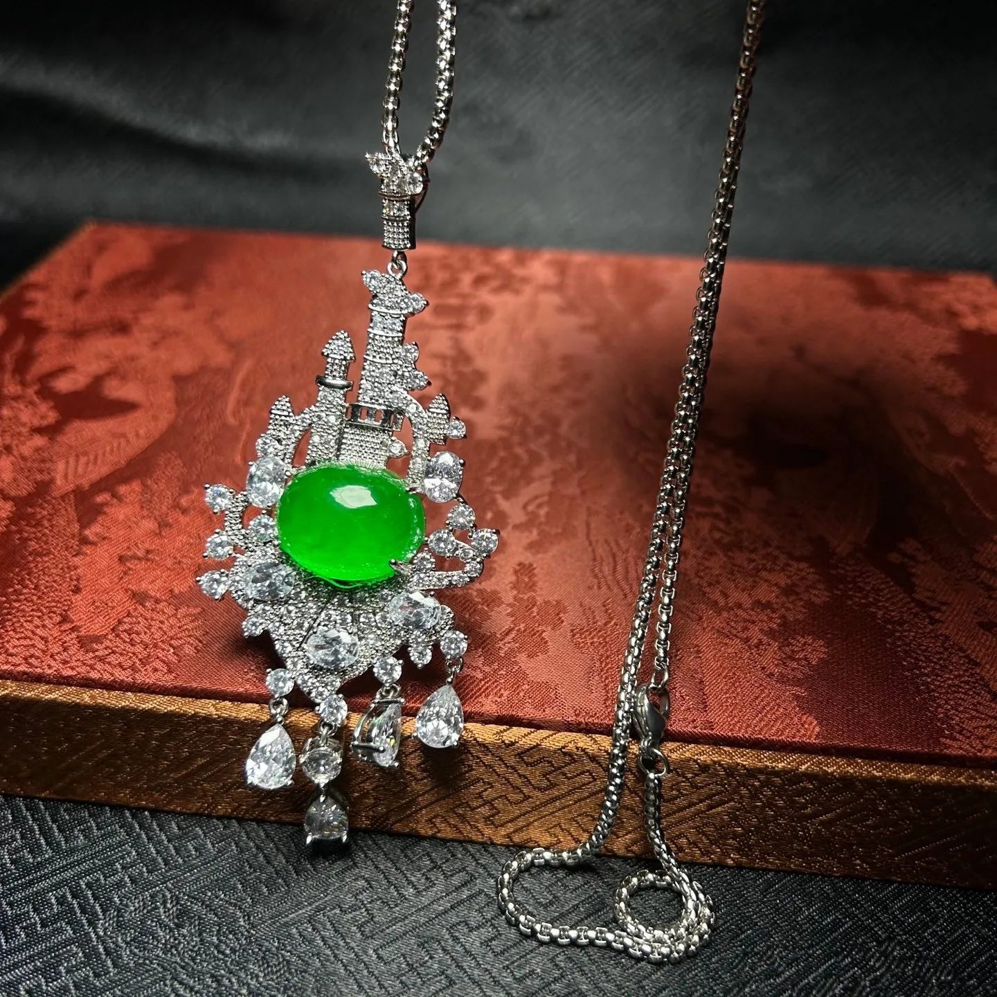 AAA Real natural high Ice Green Jade Jadeite amulet Pendant&Necklaces