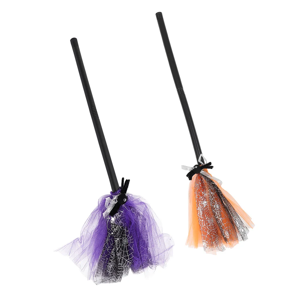

2 Pcs Halloween Witch Broom Costume Cosplay Prop for Cloth Decorative Child Decoration