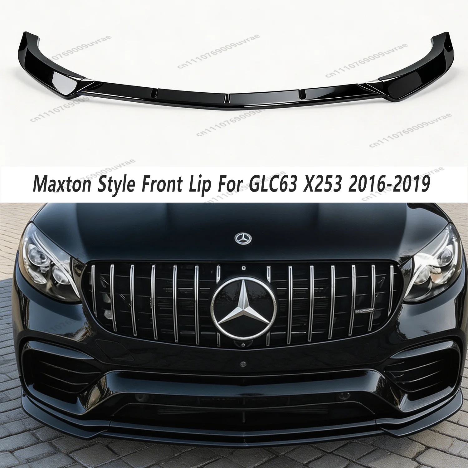 Gloss Black Max Style Front Bumper Lip Spoiler Splitter For Mercedes X253/C253 GLC63 AMG 2016-2019 Pre-Facelift Bodykits Tuning