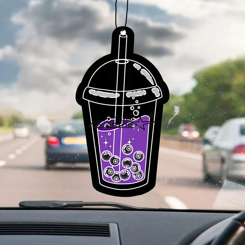 Leite Chá Forma Carro Ambientador, Pendurado Folha De Difusor De Perfume, Interior Do Carro, 1 Pc, 4Pcs