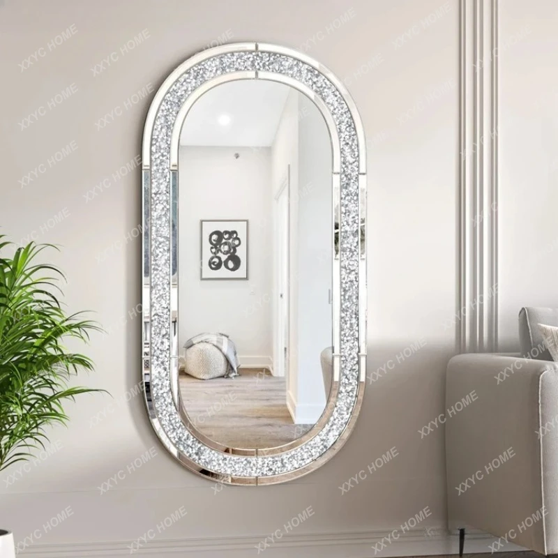 A light luxury decorative entrance mirror bathroom fashion oval full-length mirror