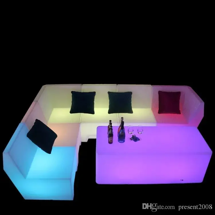 LED licht sofa salontafel combinatie bar club KTV kamer kaart zetel tafel en stoel creatieve persoonlijkheid meubels teller stoel