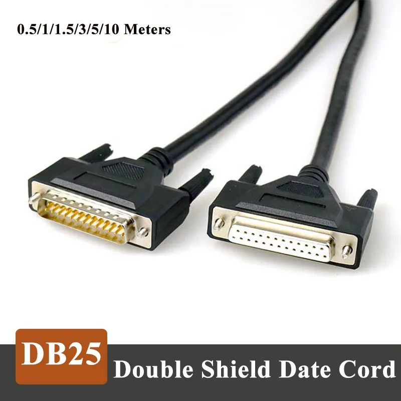 DB25 Double Shielded Wire Parallel Port Data Transmission Cable Male to Female 25pin Copper Computer Printing Connector 0.5-10M