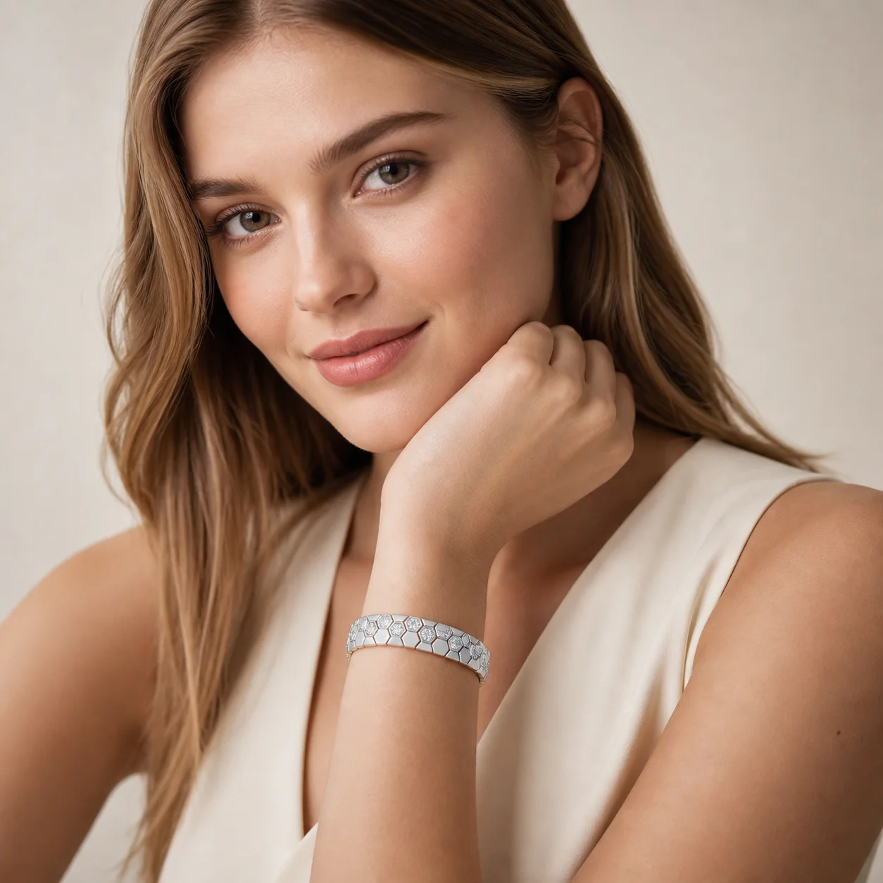 S925 Sterling Silver Hexagonal Link Bracelet Inlaid D Color Moissanite Luxury Chain Bangle Fine Jewelry for Women