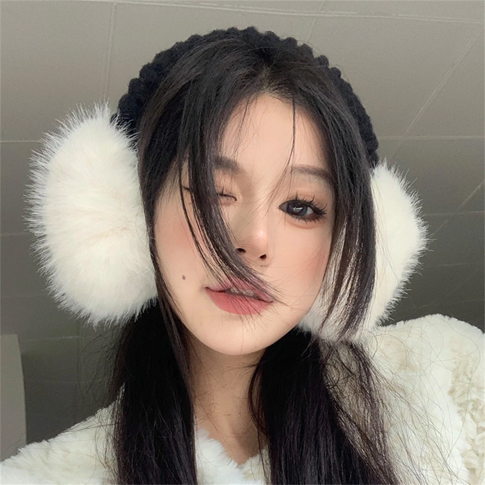 Cute Plush Fur Headphones Women Winter Warm Earmuffs Soft Cashmere Solid Fur Earplugs Fashion Unisex Ear Cover Outdoor Supplies