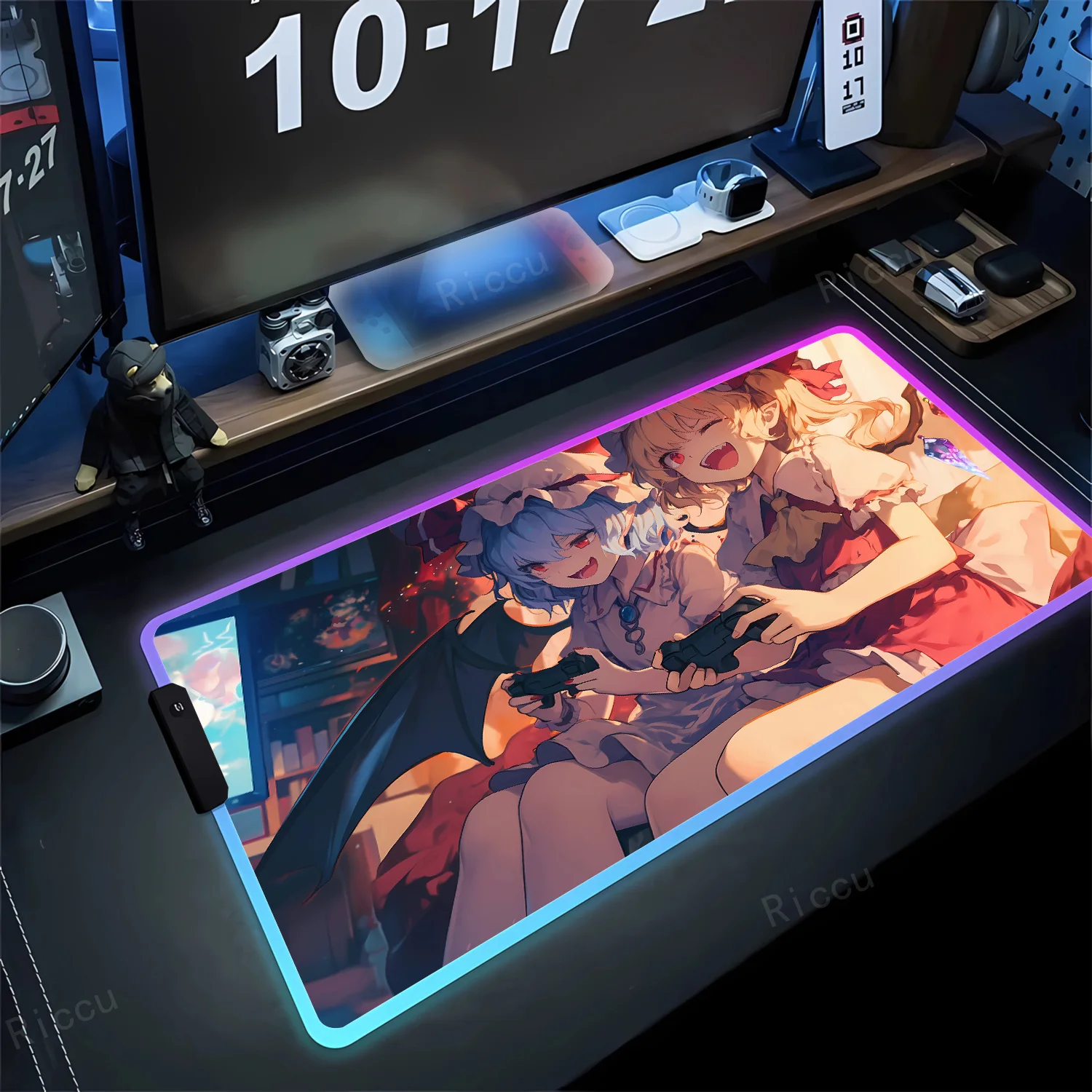 

Anime Touhou Project RGB Pc Gamer Keyboard mouse pad teclado mousepad LED Glowing Mouse desk mat Rubber Gaming Computer Mausepad