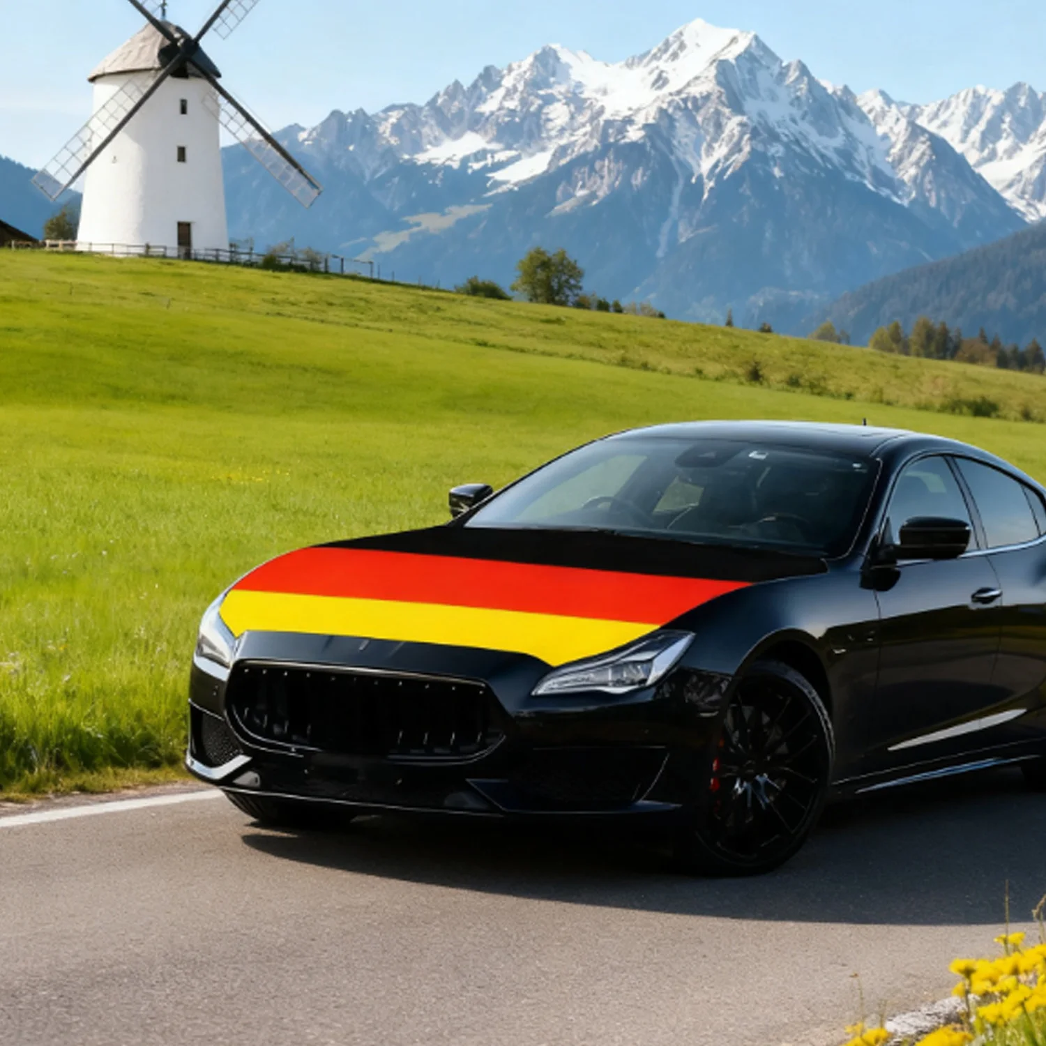 

Gremany National Flag Car Hood cover, Car Flag and Mirror Cover Cap, Polyester Patriotic Car Accessories Decorations