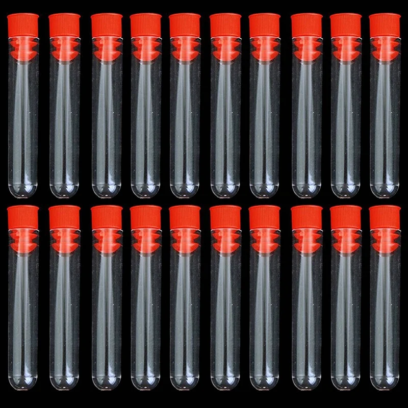 HOT SALE 100 Pcs Non-Completed Plastic Test Tubes Lab Test Tool With Screw Cap Transparent, 12 X 60Mm