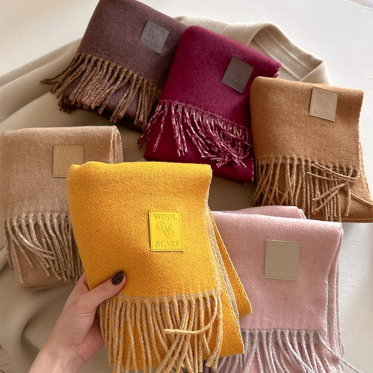 soft-wool-blend-scarf-multicolor-tassel-unisex-autumn-winter-warm-versatile-pure-color-neck-warmer-for-men-and-women