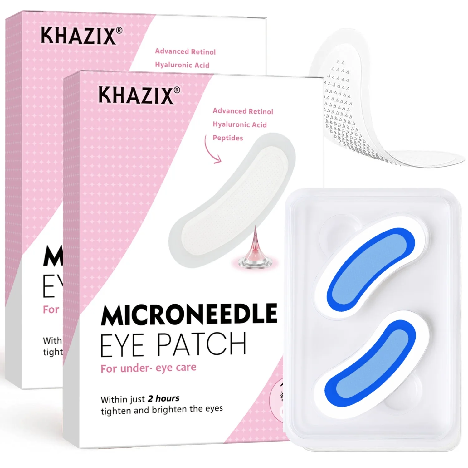Retinol Microneedle Eye Patches with Hyaluronic Acid & Firming Peptides,for Forehead, Eye Area, Crow's Feet & Smile Lines,1Pair. view 5