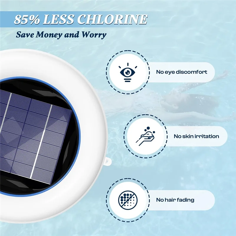 ABNM Solar Pool Cleaner Floating Water Cleaner And Purifier,Solar Powered Up To 35,000 Gal,For Fresh And Salt Water Pools