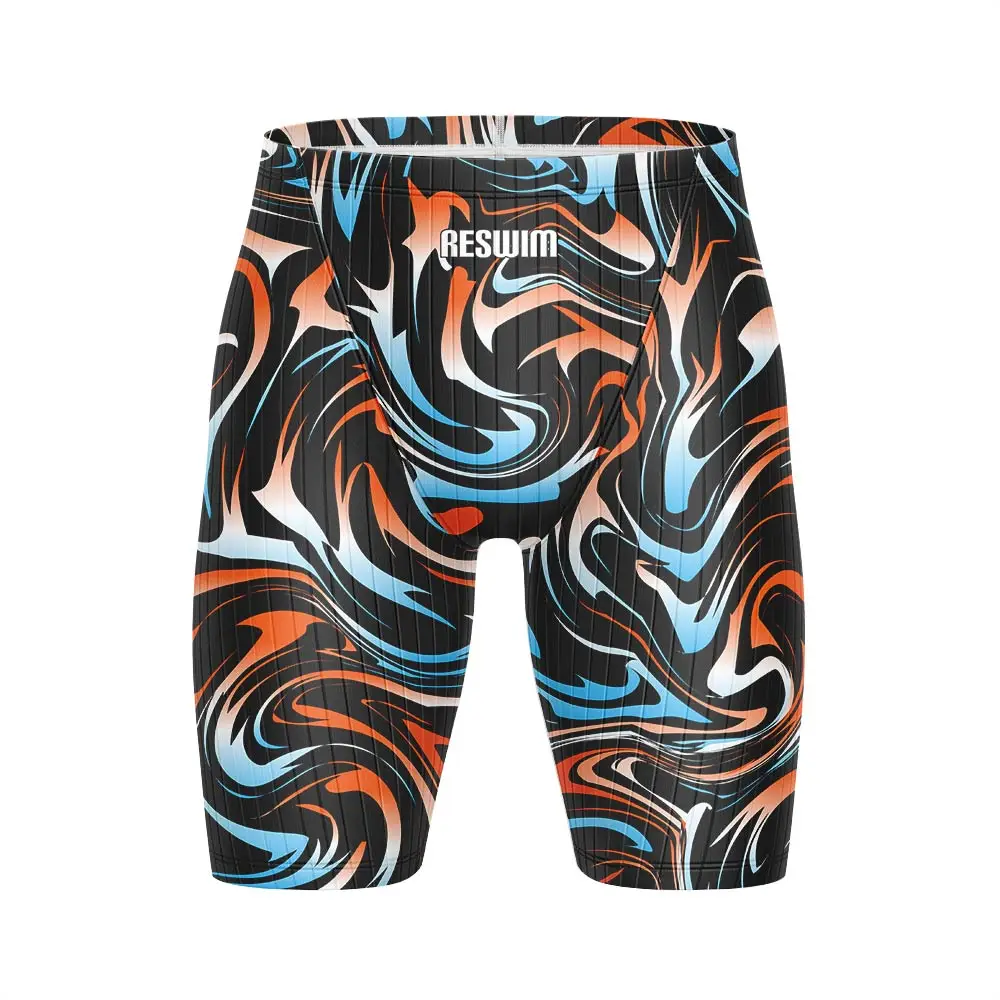 Summer Men's Swim Jammer Swimsuit Shorts 2025 Beach Tight Swimming Trunks Quick Dry Sports Surf Diving Pants Training Swimwear