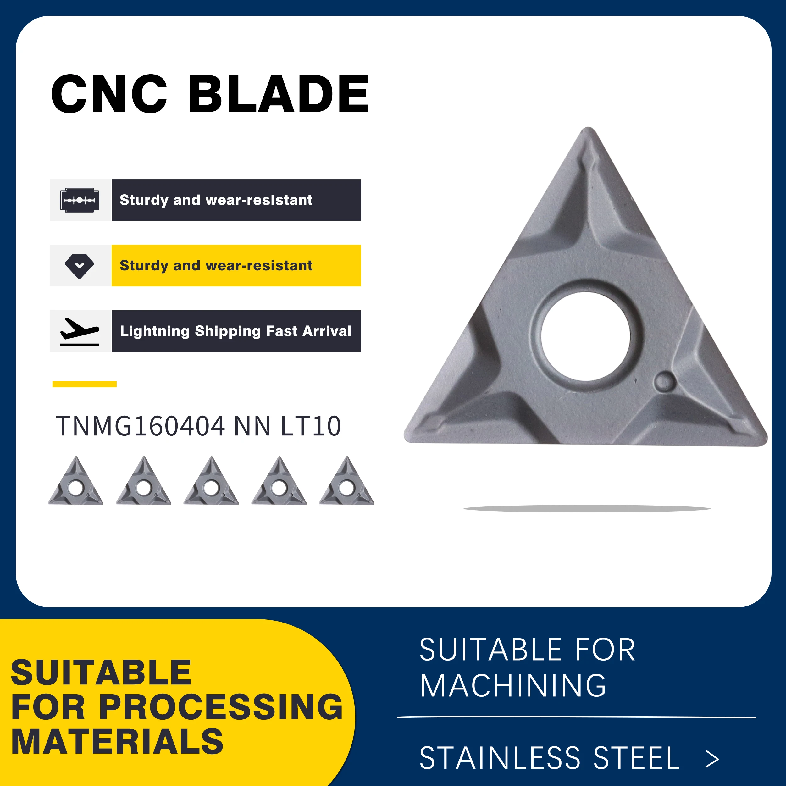 

Токарный станок с ЧПУ TNMG160404 TNMG160408 NN LT10, твердосплавное лезвие, внешние режущие пластины, из нержавеющей стали, 10 шт.