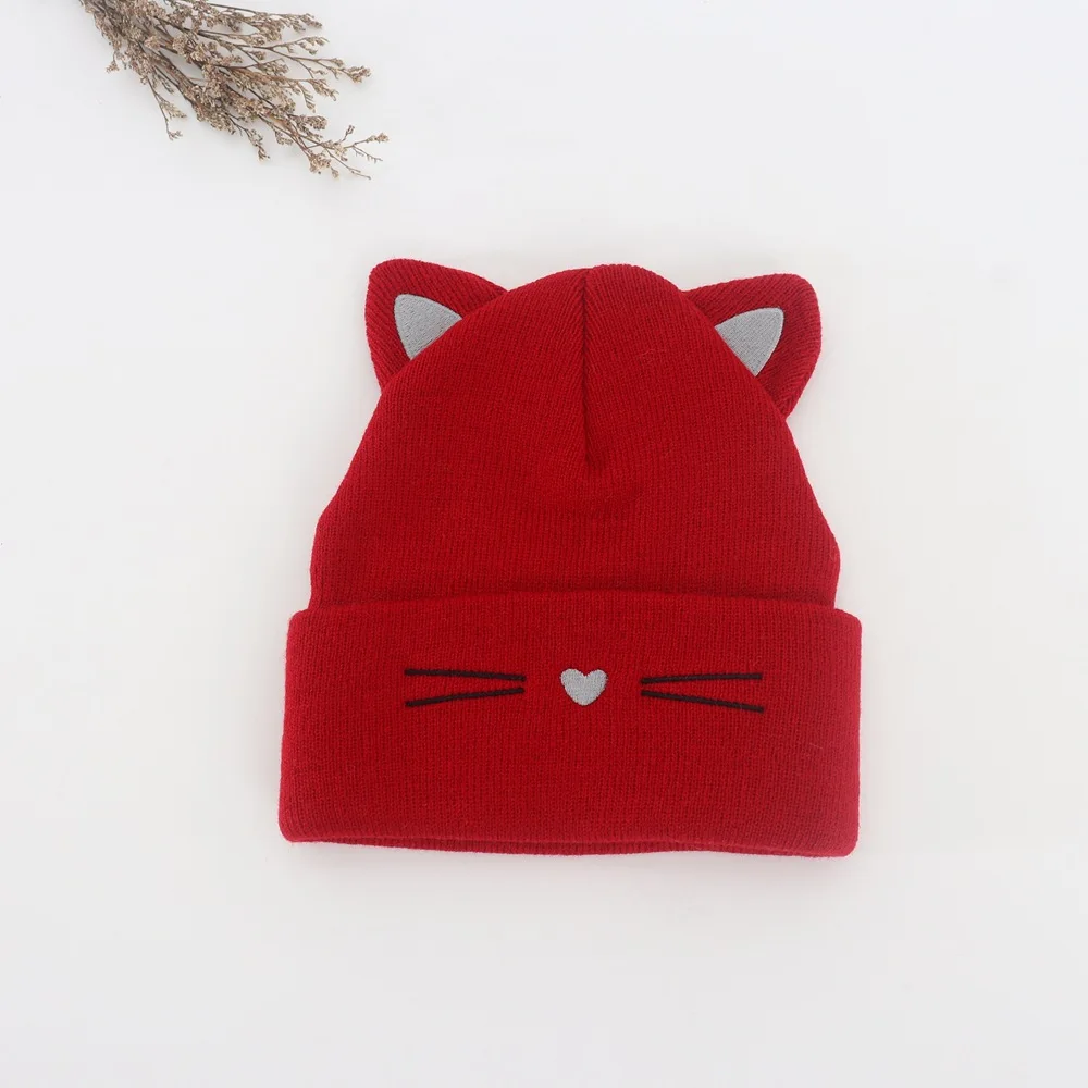 Winter Cartoon Kitty Knitted Children Hat Cute Cat Baby Cap Kids Beanie For Girls