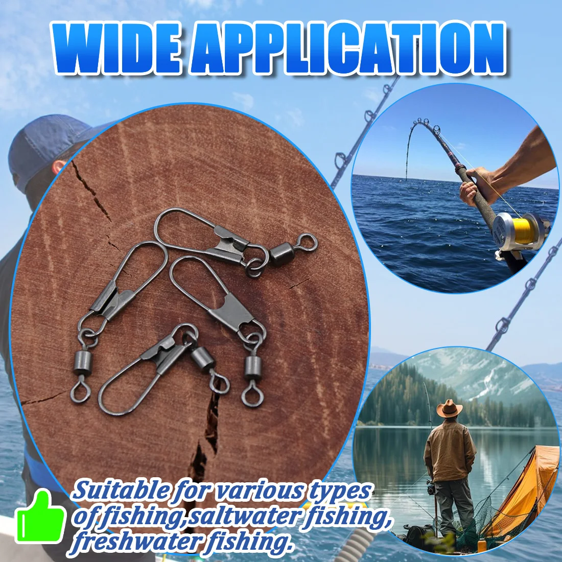 FishTrip Angelwirbel Snap Barrel Wirbel mit Interlock Snap Edelstahl Schnellwechsel-Angelclip mit Rollwirbel – Detail 7