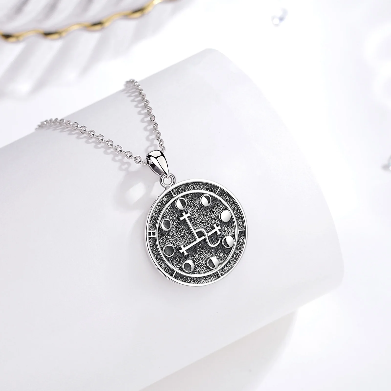 AEONSLOVE 925 Sterling Silver Lilith Necklace Mythology Moon Phase Pendant Protection Amulet Wicca Pagan Jewelry Spiritual Gifts