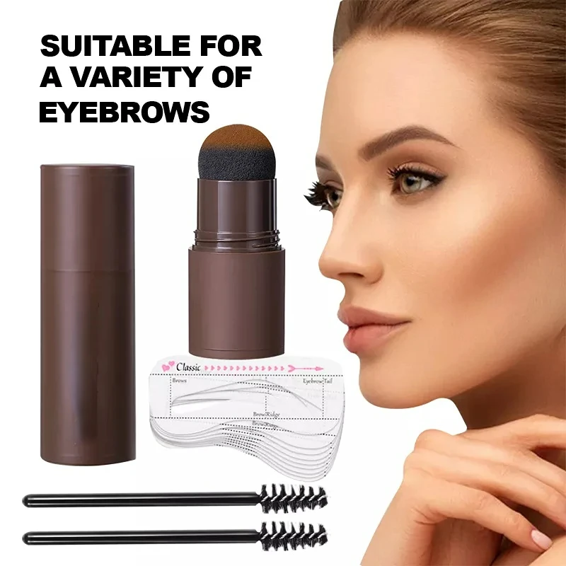 Professionele Een Stap Wenkbrauw Stempel Stencil Vormgeven Kit Brow Trimmer Natuurlijke Haarlijn Enhancer Contour Poeder Make-Up Cosmetica