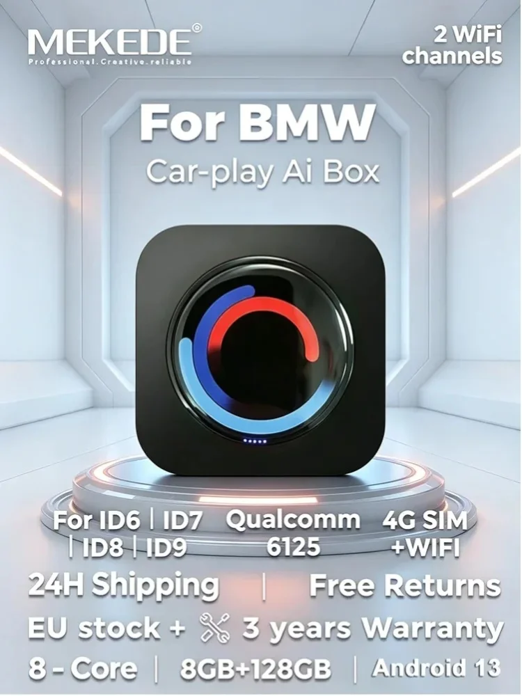 MEKEDE Wireless CarPlay für BMW ID6 ID7 ID8 ID9 OEM Wireless CarPlay Android Auto AI Box Intelligentes System QCM6125 Android 13 8+128GB Fota Online-Upgrade