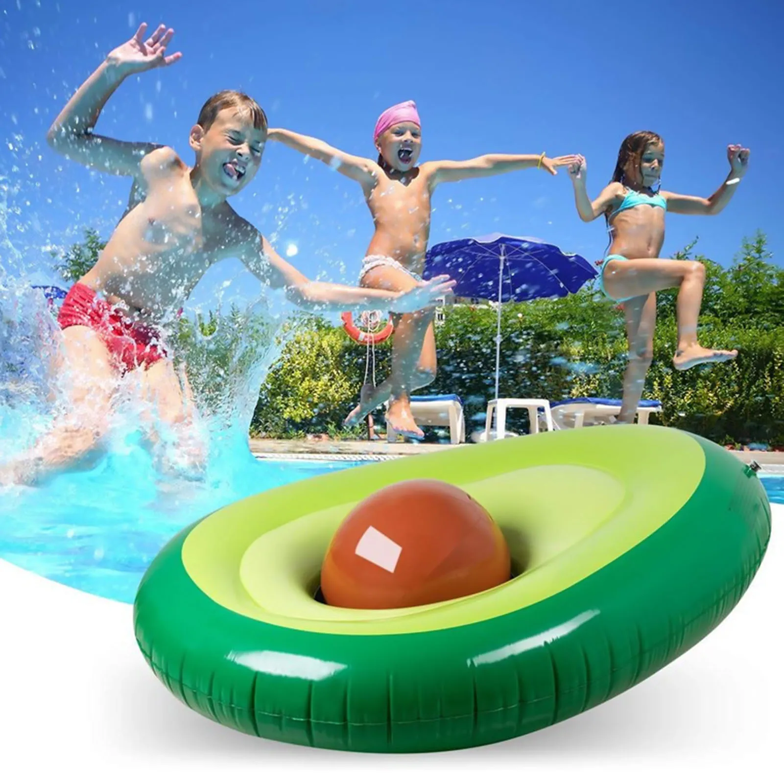 

Inflatable Avocado Pool Float with Fun Float Ball Air Mattress for Kids Adults Water Hammocks PVC Pools Raft Loungers 물놀이 튜브