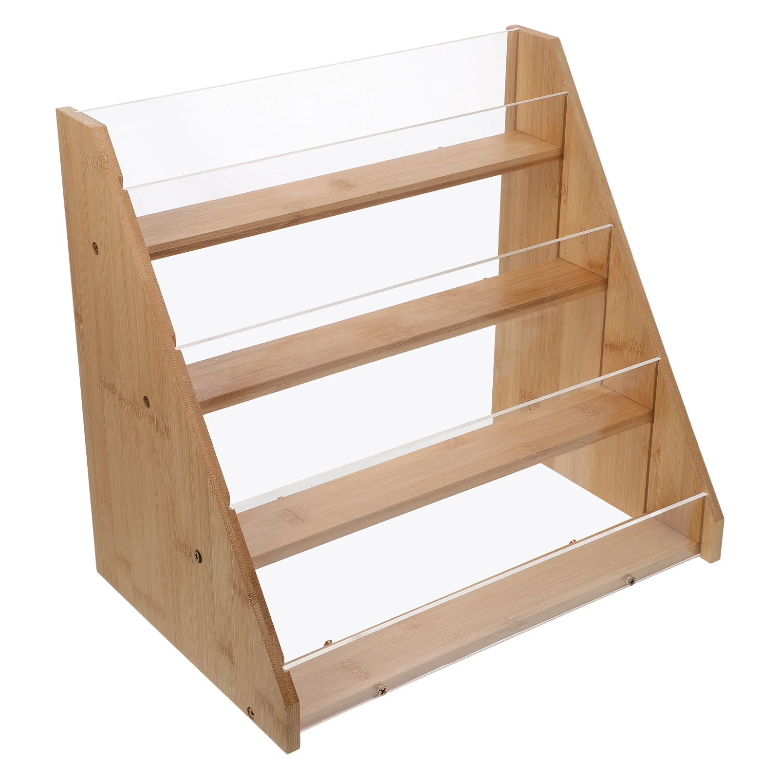 Bamboo Card Organizer Multi-Layer Display Stand for Greeting Postcards Photos Birthday Cards Tabletop Holder Display Cabinet