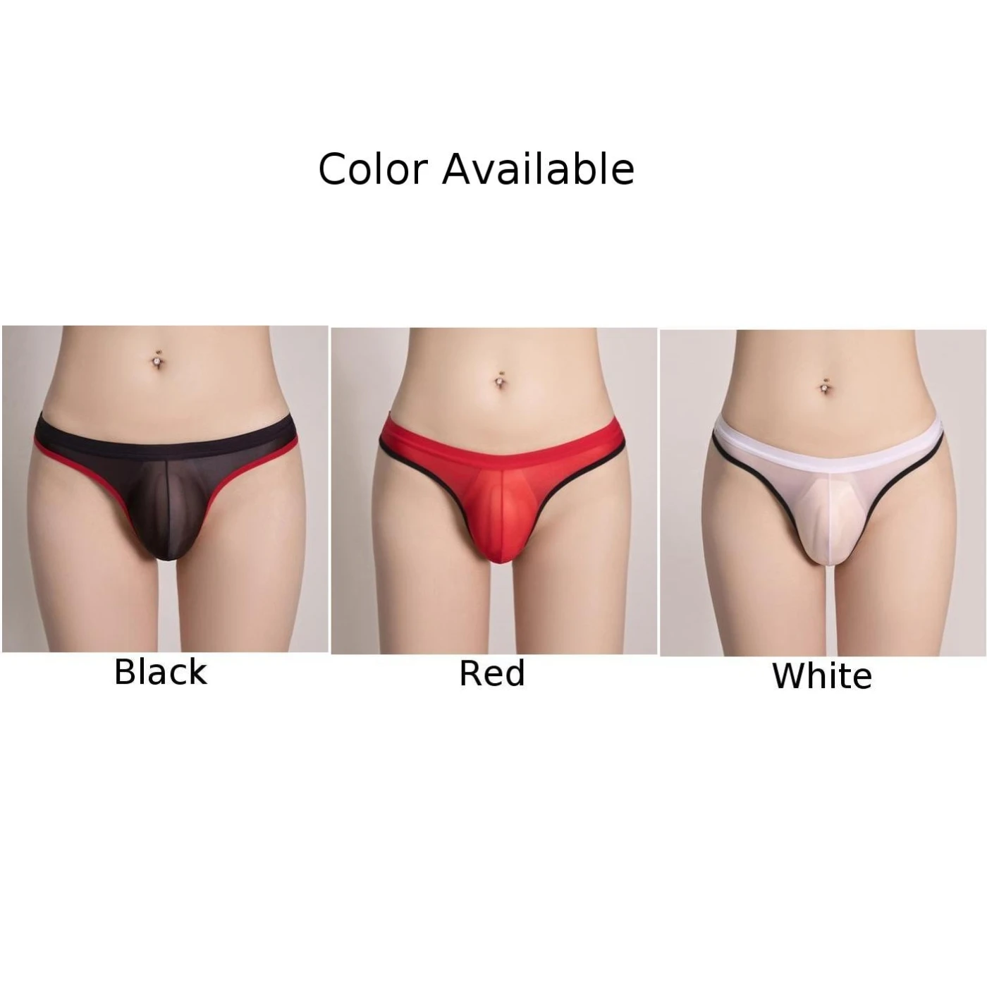 سراويل داخلية مثيرة للرجال ، سراويل داخلية منتفخة ، ملابس داخلية شفافة ، ملابس داخلية منخفضة الارتفاع ، ثونغ خلفي ، سراويل داخلية جيدة التهوية مفرغة