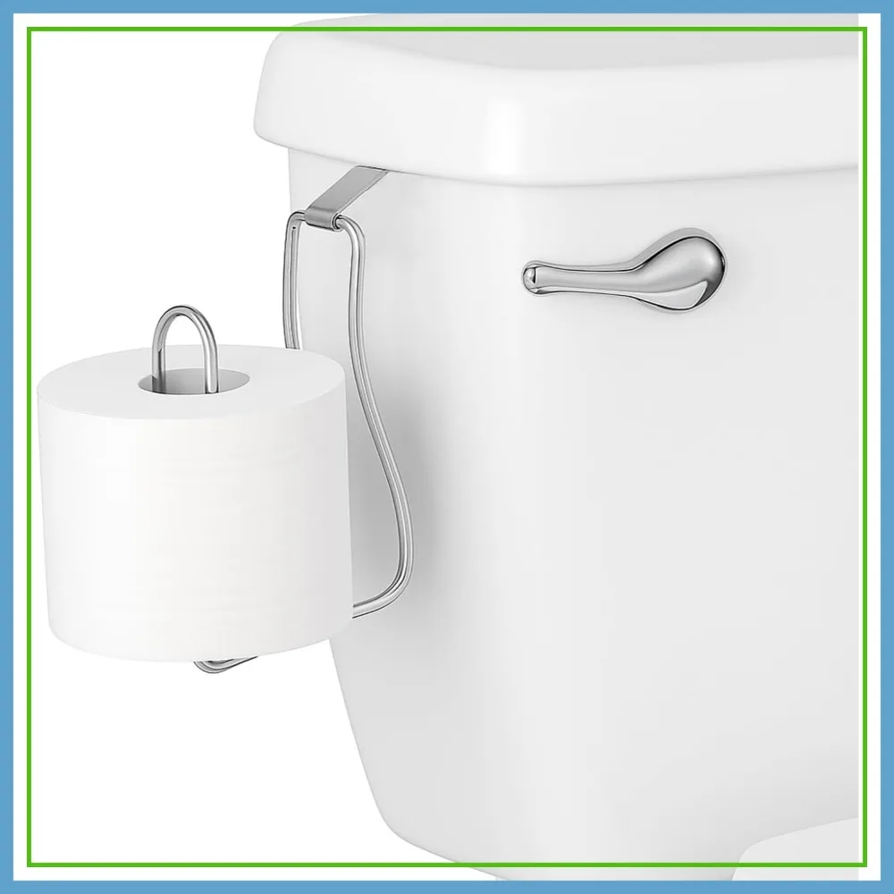 

No Drill Over Tank Toilet Paper Holder - Rust Resistant Chrome, Space Saving for Small Bathrooms, RVs, Campers