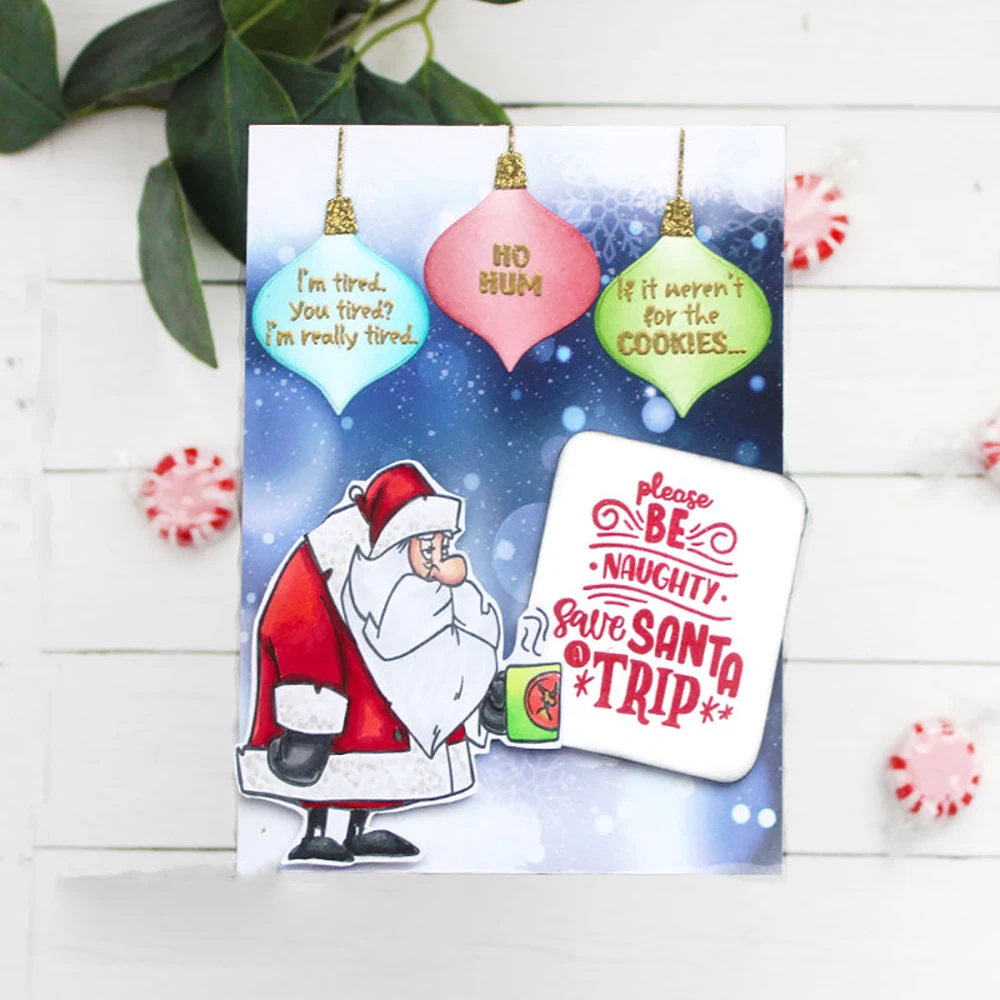 Santa Claus Elk Penguin Metal Cutting Dies Christmas Wishes Words Clear Stamps for DIY Scrapbooking Holiday Paper Card Decor