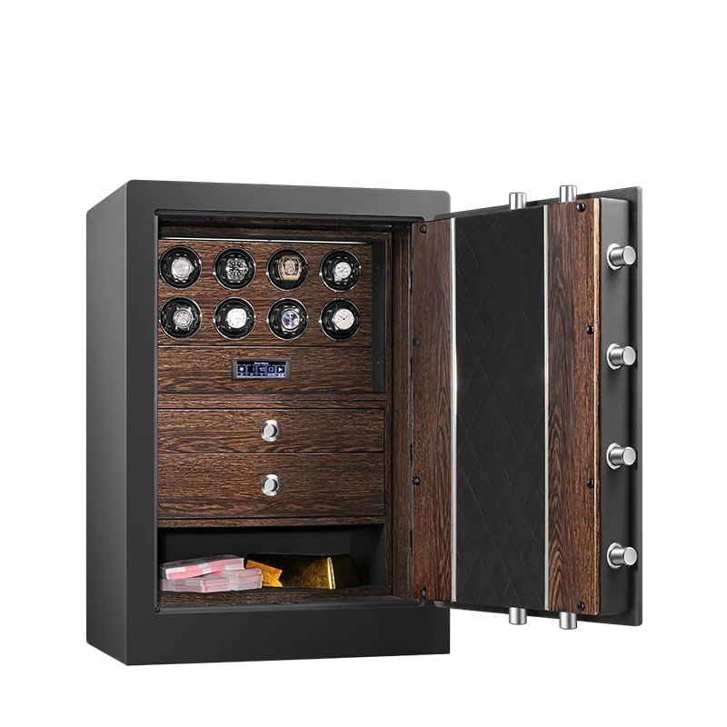 Luxury mechanical watch winder 8 slots Anti-theft safe box cabinet with fingerprint lock Jewelry collection smart watch box