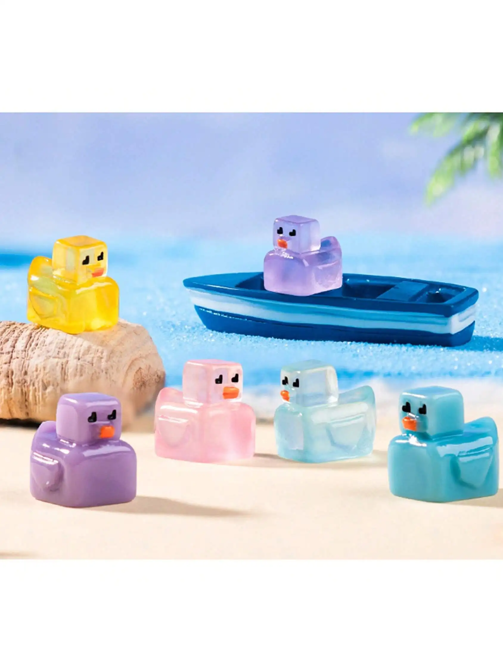 Luminous Mini Resin Ducks, Tiny Duck Bulk Glow in The Dark Small Plastic Miniature Ducks Figures for Dollhouse Decor Micro Garde