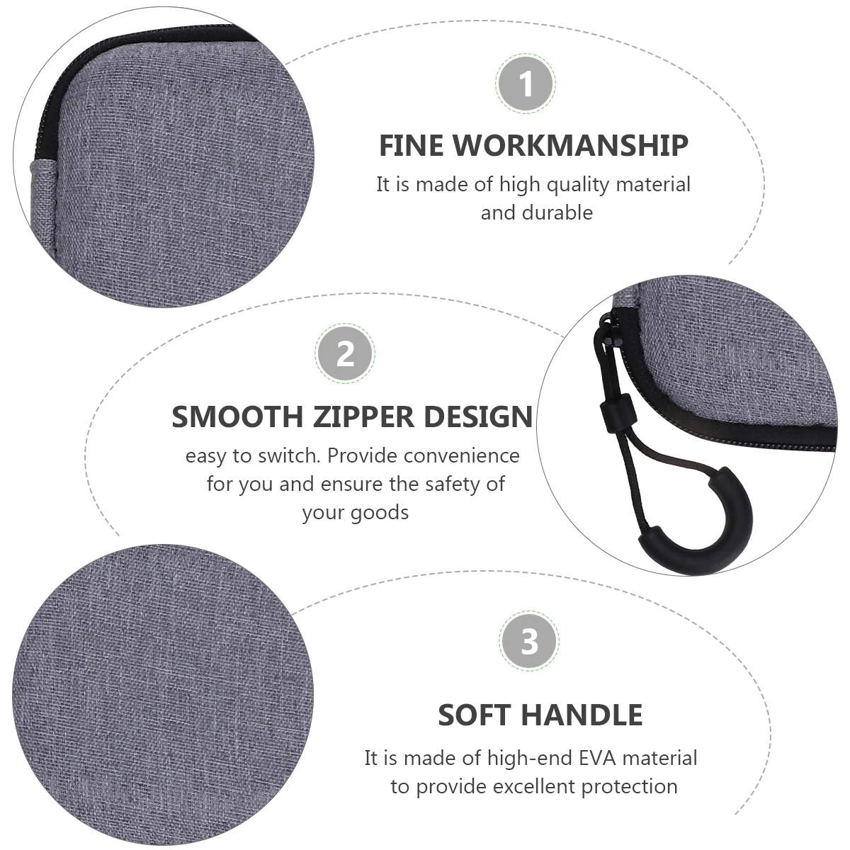 

Data Cable Bag 4pcs Round Headset ganizer Shockproof Portable EVA Travel Accessories Charging Pouch Compact Pouch