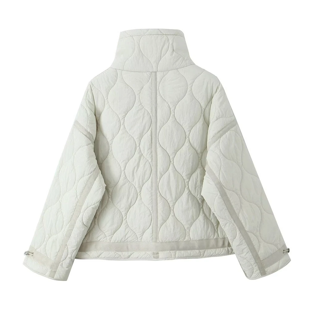 RZRA2024 nuovo inverno abbigliamento donna colletto rialzato tasca decorazione giacca trapuntata in cotone cappotto casual pendolarismo