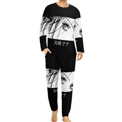 Pijamas Nana Osaki Eyes de otoño, conjunto de pijamas de moda de Anime con piedras negras de 2 piezas, traje para casa con gráfico de habitación de manga larga para hombre, talla grande