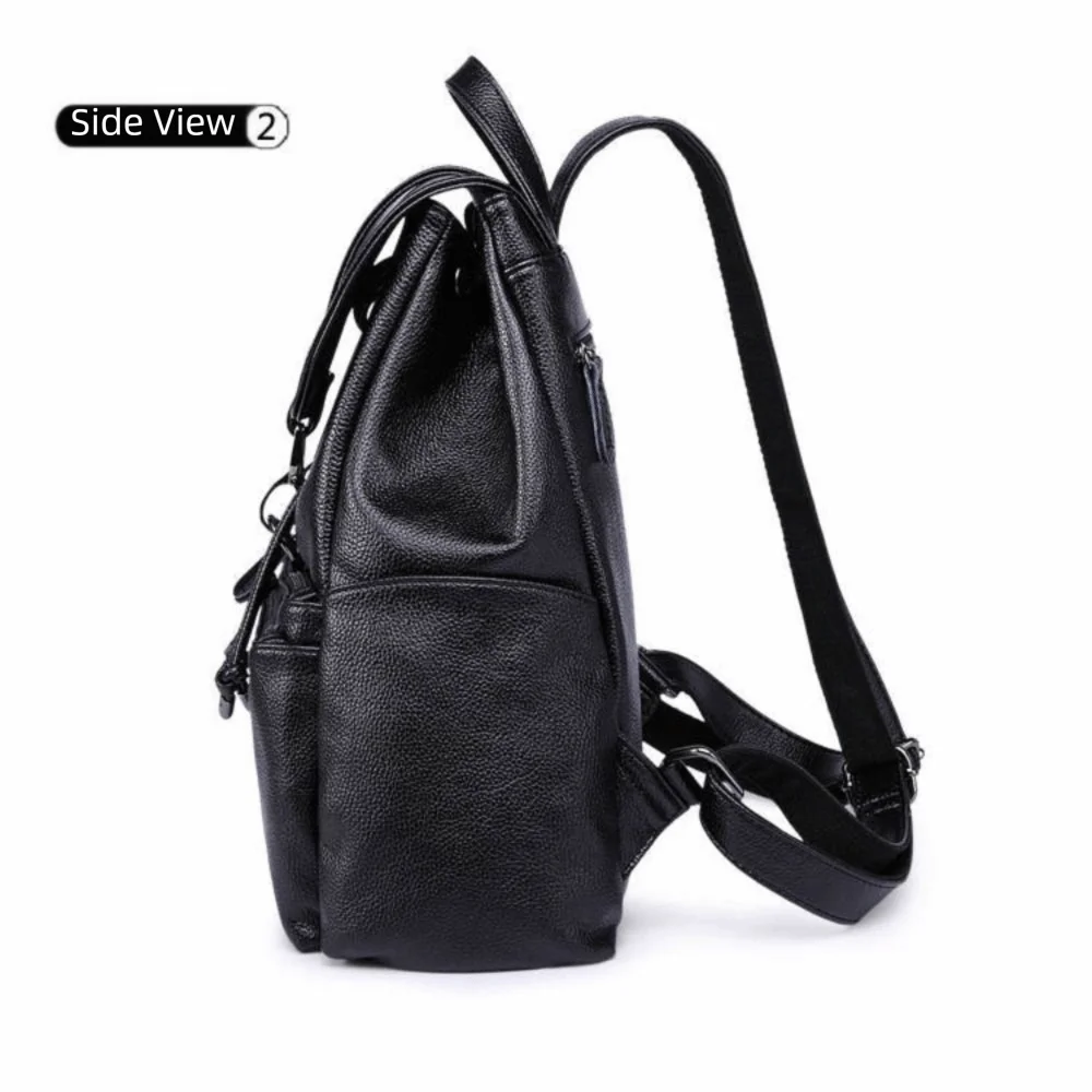 Modischer Weicher Damen-Rucksack Große Kapazität PU-Leder Schultertasche mit Reißverschluss Schulrucksack Reise-Aufbewahrungstasche – Detail 9