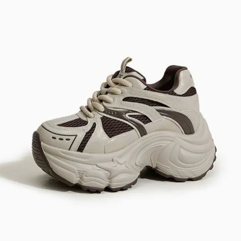 

Женские повседневные кроссовки на толстой подошве 9 см, увеличивающие рост, осенняя новинка, модные и универсальные, дышащие, с сетчатыми вставками