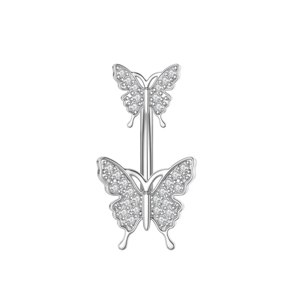 Gold Color Crystals CZ Belly Piercing Dangled Navel Ring