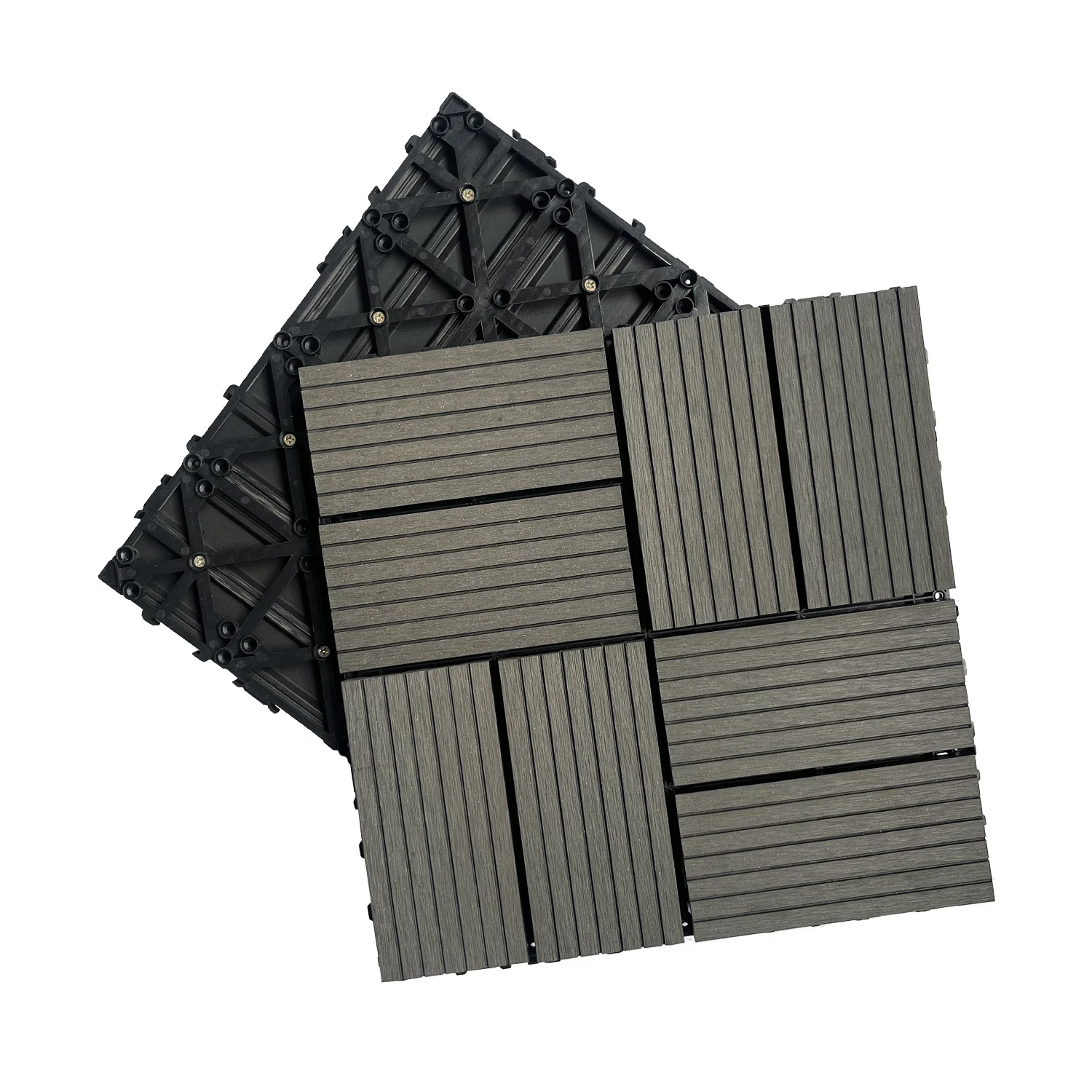 

Wood Plastic Composite Deck Tiles Set of 20pcs, Composite Decking Resist Rust, Water, Weather, Indoor&Outdoor, DIY Interlocking