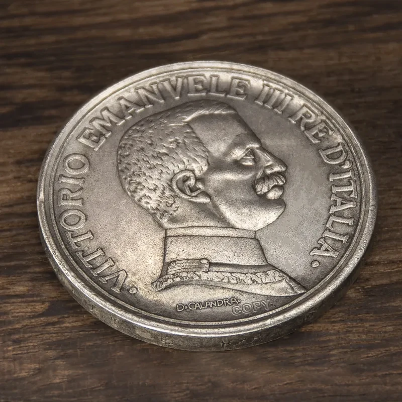 1914 italiano rei vittorio emanuele iii 5-lira moeda antiga vitória deusa medalha coleção desafio moeda comemorativa presente